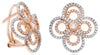 1.19CT DIAMOND 14KT WHITE & ROSE GOLD 3D CLASSIC DOUBLE INFINITY FLOWER EARRINGS