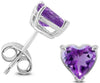 ESTATE 2.0CT AAA AMETHYST 14KT WHITE GOLD 3D HEART SHAPE SOLITAIRE STUD EARRINGS