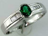 .56CT DIAMOND & AAA EMERALD 14KT WHITE GOLD OVAL & BAGUETTE SEMI BEZEL LOVE RING