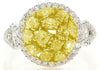 1.51CT WHITE & FANCY YELLOW DIAMOND 18KT 2 TONE GOLD CLUSTER HALO INFINITY RING