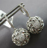 ESTATE LARGE .69CT DIAMOND 14KT WHITE GOLD 3D ROUND FLOWER FUN HANGING EARRINGS