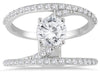 ESTATE WIDE 1.38CT DIAMOND 14K WHITE GOLD SOLITAIRE DOUBLE BAND CRISS CROSS RING