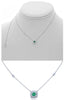 .55CT DIAMOND & AAA EMERALD 14K WHITE GOLD ROUND SQUARE ADJUSTABLE LOVE NECKLACE