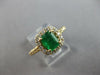 ESTATE 1.75CT DIAMOND & AAA EMERALD 14KT YELLOW GOLD SQUARE HALO ENGAGEMENT RING