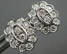 ESTATE .25CT DIAMOND 14KT WHITE GOLD 3D BEZEL FLOWER STUD EARRINGS
