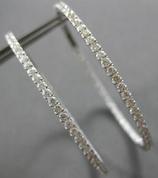 EXTRA LARGE 3.22CT DIAMOND 18K WHITE GOLD ROUND INSIDE OUT HOOP HANGING EARRINGS