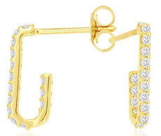 ESTATE .25CT DIAMOND 14KT YELLOW GOLD UMBRELLA INSIDE OUT FUN HANGING EARRINGS