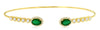 1.41CT DIAMOND & AAA EMERALD 14KT YELLOW GOLD OVAL & ROUND HALO BANGLE BRACELET