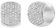 WIDE 1.67CT DIAMOND 14K WHITE GOLD 3D MULTI ROW PAVE FUN HUGGIE HANGING EARRINGS