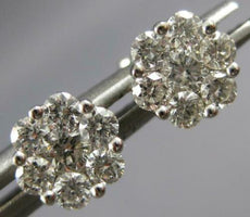 ESTATE .59CT DIAMOND 14KT WHITE GOLD 3D CLASSIC FLOWER STUD EARRINGS