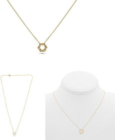 ESTATE .09CT DIAMOND 14K YELLOW GOLD 3D ROUND MULTI STAR CIRCLE OF LIFE NECKLACE