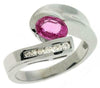 1.18CT DIAMOND & AAA PINK SAPPHIRE 14KT WHITE GOLD CHANNEL SEMI BEZEL LOVE RING