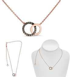 .17CT CHOCOLATE FANCY DIAMOND 14KT ROSE GOLD DOUBLE CIRCLE OF LIFE FUN NECKLACE