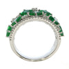 WIDE 2.76CT DIAMOND & AAA EMERALD 18K WHITE GOLD SQUARE & ROUND ANNIVERSARY RING