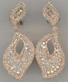 2.93CT DIAMOND 14KT ROSE GOLD 3D CLASSIC DOUBLE LEAF FLOWER FUN HANGING EARRINGS