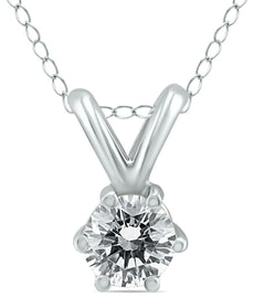 .33CT DIAMOND 14KT WHITE GOLD CLASSIC ROUND SOLITAIRE 6 PRONG FLOATING PENDANT