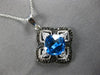 LARGE 2.53CT WHITE & BLACK DIAMOND & BLUE TOPAZ 14KT WHITE GOLD CUSHION PENDANT