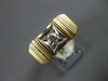 ESTATE .15CT DIAMOND 14KT 2 TONE GOLD 3D CLASSIC SOLITAIRE SQUARE MENS RING