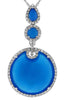 .44CT DIAMOND & AAA BLUE AGATE 14KT WHITE GOLD ROUND & PEAR SHAPE HALO PENDANT