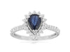1.38CT DIAMOND & AAA SAPPHIRE 14KT WHITE GOLD PEAR SHAPE FLORAL ENGAGEMENT RING