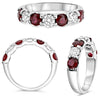 2.29CT DIAMOND & AAA RUBY 14KT WHITE GOLD ROUND 7 STONE LUCIDA SHARED PRONG RING