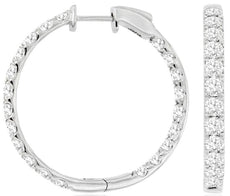 ESTATE 4.0CT DIAMOND 14KT WHITE GOLD 3D CLASSIC INSIDE OUT HOOP HANGING EARRINGS