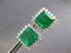 EXTRA LARGE 19.75CT DIAMOND & AAA EMERALD 14KT WHITE GOLD SQUARE HALO EARRINGS