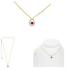 .36CT DIAMOND & AAA RUBY 14KT YELLOW GOLD 3D ROUND TEAR DROP SOLITAIRE NECKLACE
