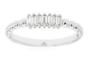 ESTATE .10CT DIAMOND 14KT WHITE GOLD 3D CLASSIC BAGUETTE 7 STONE BEADED FUN RING