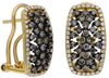 1.27CT WHITE & CHOCOLATE FANCY DIAMOND 14KT YELLOW GOLD RECTANGULAR FUN EARRINGS