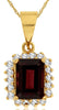 1.52CT DIAMOND & AAA RHODOLITE 14KT YELLOW GOLD EMERALD CUT & ROUND HALO PENDANT