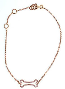 ESTATE .12CT PINK DIAMOND 14KT ROSE GOLD 3D FUN BONE BRACELET