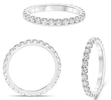 1.0CT DIAMOND 14KT WHITE GOLD 3D ROUND 4 PRONG ETERNITY WEDDING ANNIVERSARY RING