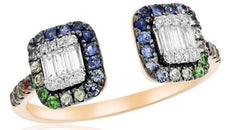 .63CT DIAMOND & AAA MULTI COLOR SAPPHIRE 14K YELLOW & BLACK GOLD 3D RAINBOW RING