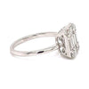 WIDE .99CT DIAMOND 18KT WHITE GOLD ROUND & BAGUETTE 3D FILIGREE ENGAGEMENT RING