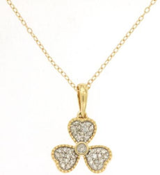 ESTATE .18CT DIAMOND 14KT YELLOW GOLD ROUND MULTI HEART FLOWER FLOATING PENDANT