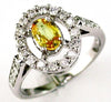 .95CT DIAMOND & AAA YELLOW SAPPHIRE 14KT WHITE GOLD OVAL & ROUND FLOWER FUN RING