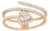 ESTATE .42CT DIAMOND 14KT ROSE GOLD 3D 3 ROW CRISS CROSS SNAKE HEART LOVE RING