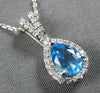 .81CT DIAMOND & AAA BLUE TOPAZ 14K WHITE GOLD 3D HALO TEAR DROP FLOATING PENDANT