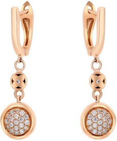 .31CT DIAMOND 18KT ROSE GOLD ROUND CLUSTER ETOILE LEVERBACK FUN HANGING EARRINGS