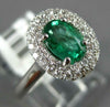 1.03CT DIAMOND & AAA EMERALD 18K WHITE GOLD 3D OVAL & ROUND HALO ENGAGEMENT RING