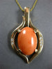 LARGE .12CT DIAMOND & AAA CORAL 14KT YELLOW GOLD OVAL & ROUND TEAR DROP PENDANT