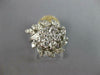 LARGE .87CT DIAMOND 14KT WHITE GOLD 3D CLASSIC ROUND FLOWER MULTI LEAF LOVE RING