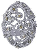ESTATE EXTRA LARGE 2.98CT WHITE & MULTI COLOR DIAMOND 14KT WHITE GOLD FUN RING