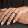 4.25CT AAA SAPPHIRE 14KT WHITE GOLD CLASSIC SHARED PRONG ETERNITY FUN LOVE RING