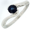 ESTATE .62CT DIAMOND & AAA SAPPHIRE 14KT WHITE GOLD ROUND CRISS CROSS LOVE RING