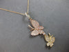 ESTATE LARGE .40CT DIAMOND 14K TRI COLOR GOLD 3D DOUBLE BUTTERFLY PENDANT #27679