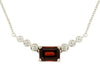 1.34CT DIAMOND & AAA GARNET 14KT WHITE GOLD 3D EMERALD CUT & ROUND LOVE NECKLACE