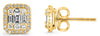 .53CT DIAMOND 14K YELLOW GOLD ROUND & BAGUETTE CLASSIC SQUARE HALO STUD EARRINGS