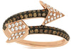 ESTATE .65CT WHITE & MOCHA DIAMOND 14KT ROSE & BLACK GOLD CRISS CROSS LOVE RING